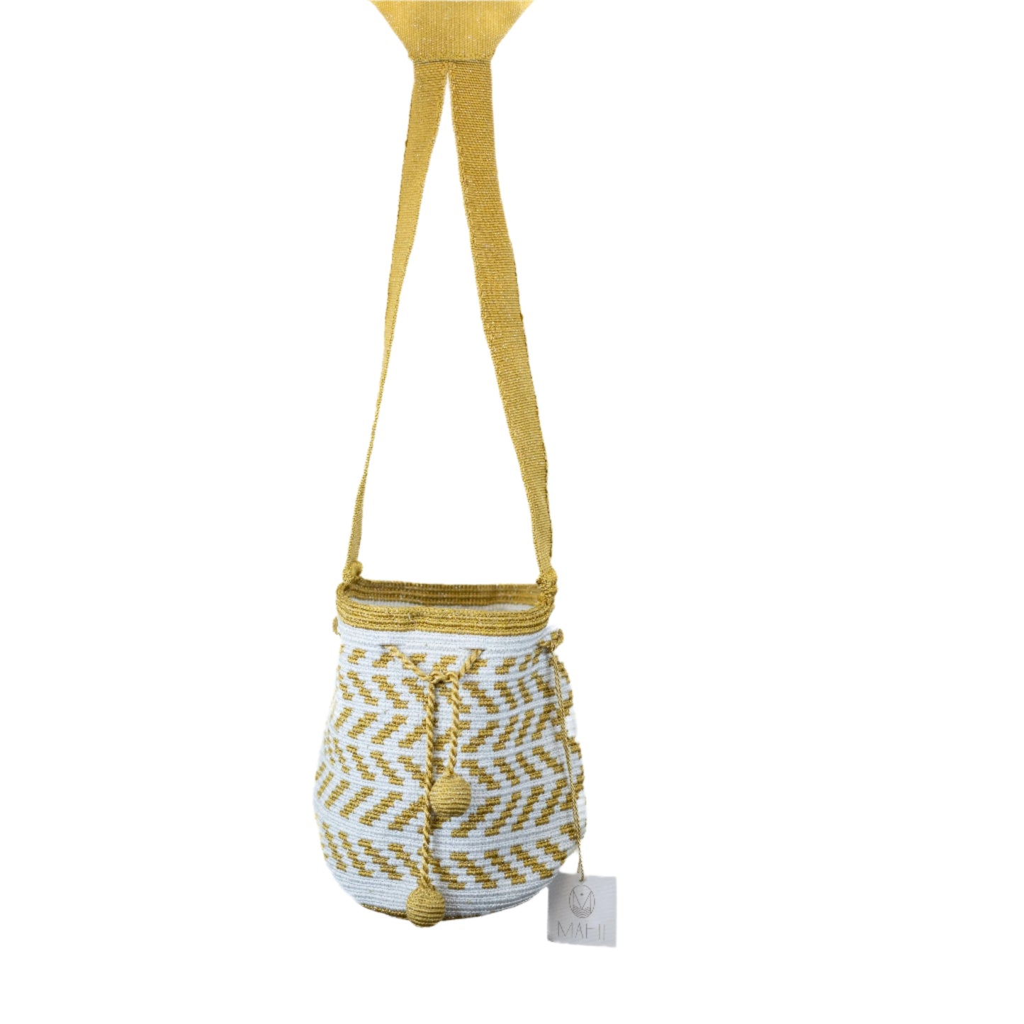 BOLSA DE SEDA DORADA/BLANCO