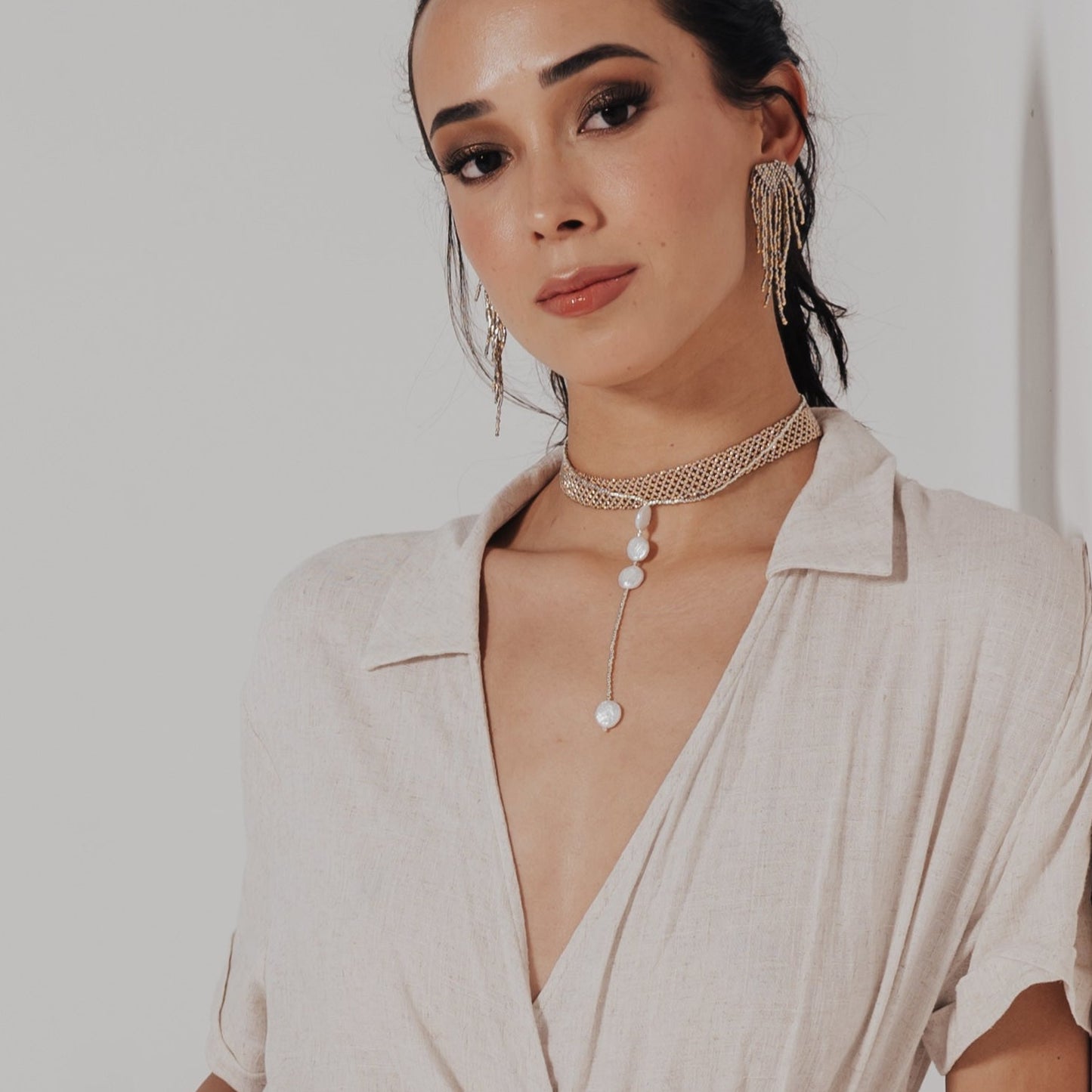 COLLAR BRILLO 4 PERLAS