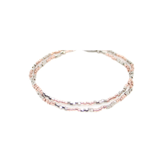 PULSERA DALIA ROSA CON ORO BLANCO 24K